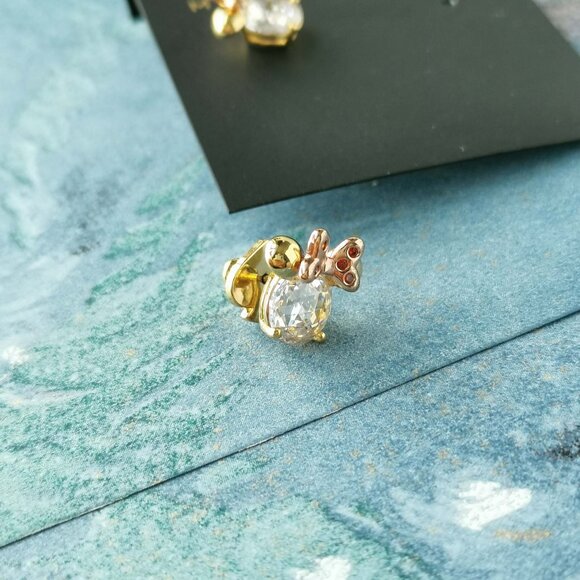 Kate Spade Disney Minnie Mouse Gold Clear Stud Earrings - Picture 2 of 3